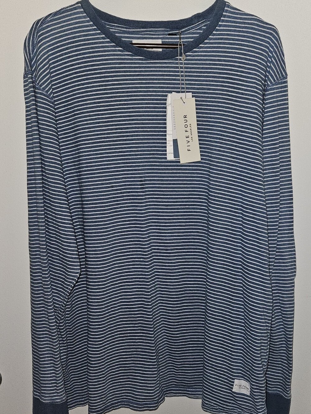 Five Four Navy and White Striped Crewneck Top